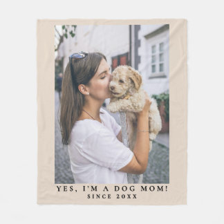 Funny Custom Dog Mom One Photo Pet Lover Keepsake  Fleece Blanket