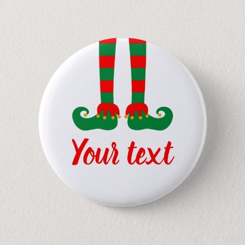 Funny custom elf feet Christmas Holiday pinback Button