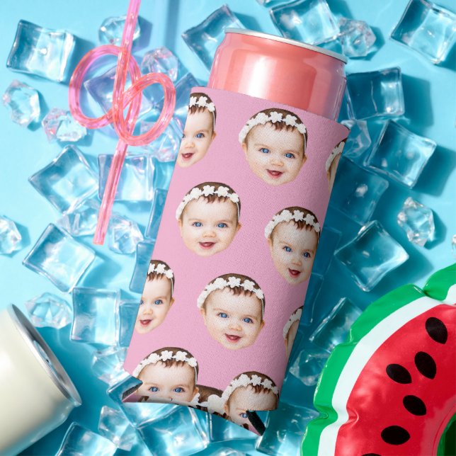 Funny Custom Face Can Cooler, Personalized Picture Seltzer Can Cooler (In Situ Summer)