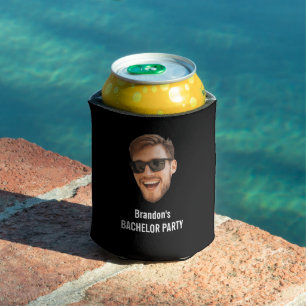 Funny Custom Face Cut Out Photo Bachelor Party Can Cooler