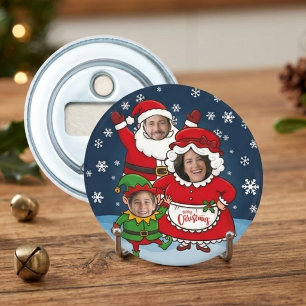 Funny Custom Face Family of 3 Christmas Bottle Opener