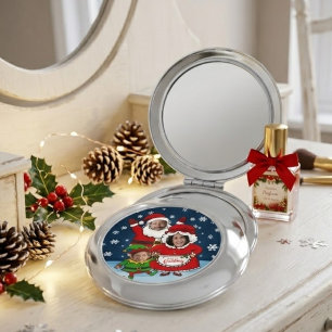 Funny Custom Face Family of 3 Christmas Hockey Compact Mirror