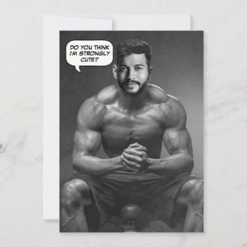 Funny Custom Face In Hole Body Builder Photo Invitation by CustomizePersonalize at Zazzle