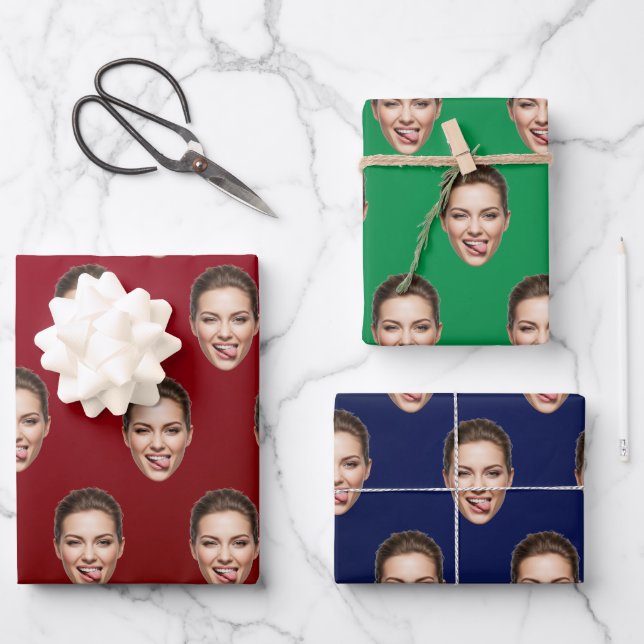 Funny Custom Face Personalized Gift Wrap (Front)