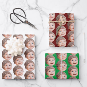 Funny Custom Face Photo Baby Mom Dad Gift Wrapping Paper Sheets