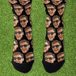 Funny Custom Face Photo Crew Socks<br><div class="desc">Funny custom face crew socks personalized with a photo. Upload a cutout of the face with a transparent background and it will automatically be replicated all over the socks, on both sides. To make the cut-out, you can download any mobile or computer app, or use the program named Canva or...</div>
