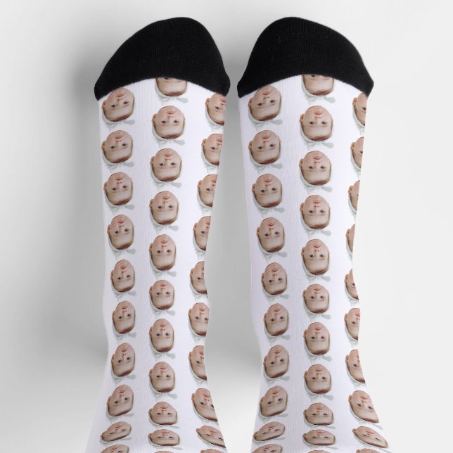 Funny Custom Face Photo Face Repeating Pattern Socks (Top)