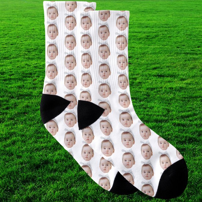Funny Custom Face Photo Face Repeating Pattern Socks (Creator Uploaded)