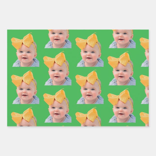 Funny Custom Face Photo Face Repeating Pattern Wrapping Paper Sheets (Front)