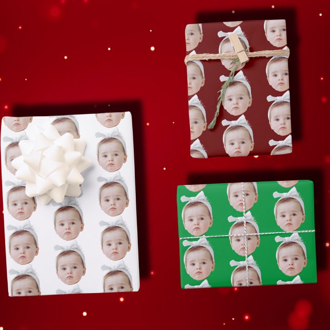 Funny Custom Face Photo Face Repeating Pattern Wrapping Paper Sheets (Creator Uploaded)