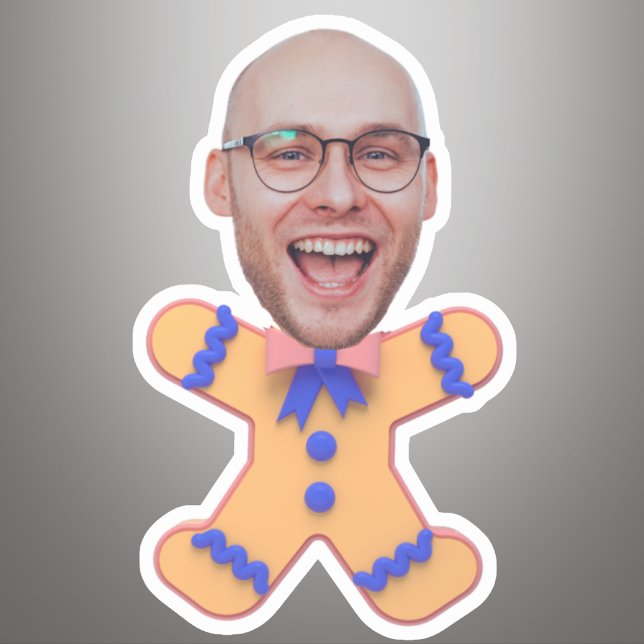Funny Custom Face Photo Gingerbread Men Christmas Sticker (Creator Uploaded)
