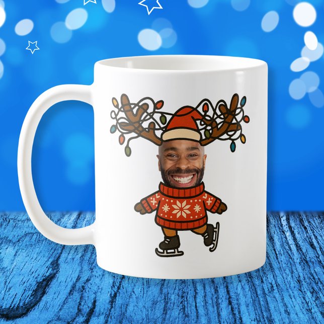 Funny Custom Face Photo Reindeer Christmas Coffee Mug (Funny Reindeer Custom Face Photo Christmas Coffee Mug
)