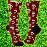 Funny Custom Face Photo Santa Claus Hat Christmas Socks<br><div class="desc">Funny Custom Face Photo Santa Claus Hat Christmas, Replace the face with your favorite photo (make sure to crop as much to the face as possible and use an app to remove the background) and personalize this funny Christmas Holiday Wrapping Paper with your kid, husband, or boyfriend on it! Also...</div>