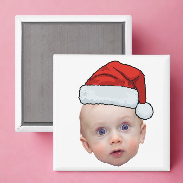 Funny Custom Face Photo Santa Head Christmas Magnet (Creator Uploaded)