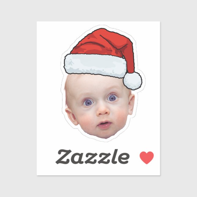 Funny Custom Face Photo Santa Head Christmas Sticker (Sheet)