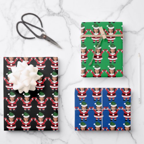 Funny Custom Face Photo Santa Head kamala Harris Wrapping Paper Sheets