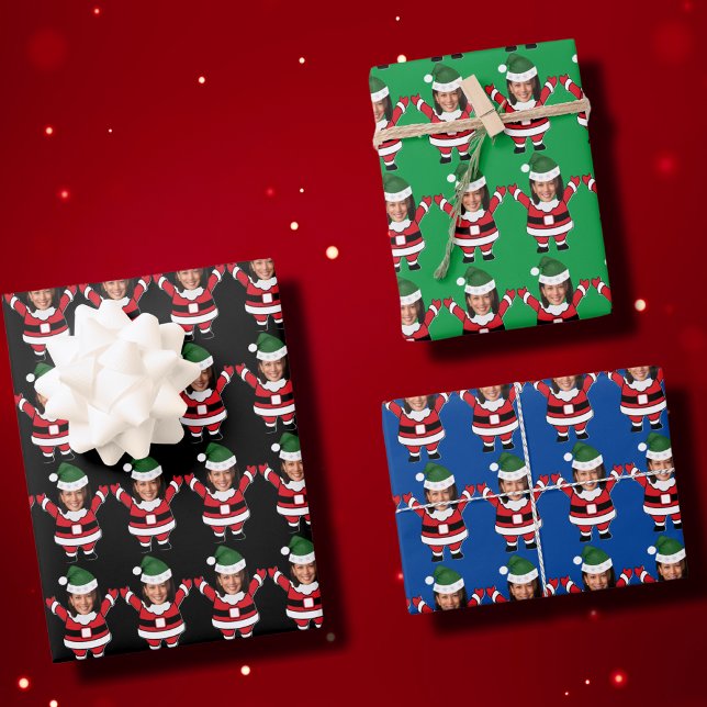 Funny Custom Face Photo Santa Head kamala Harris Wrapping Paper Sheets (Creator Uploaded)