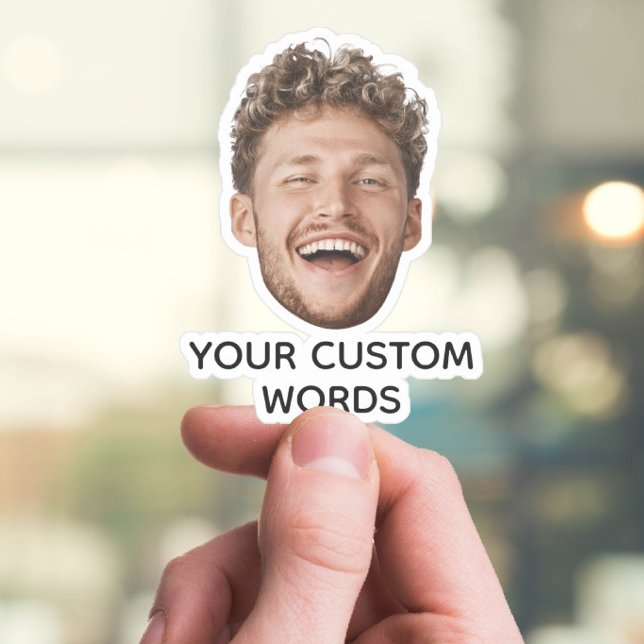 Funny Custom Face photo with Personalized Text Sticker (Creator Uploaded)