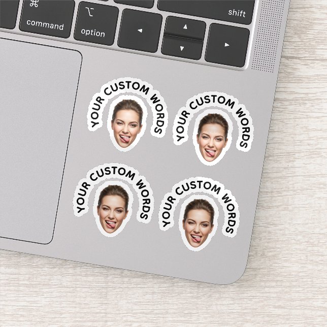 Funny Custom Face photo with Personalized Text Sticker (Detail)