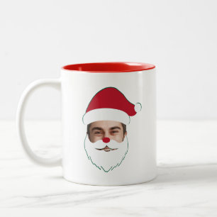 Funny Custom Face Swap Santa Claus Christmas Two-Tone Coffee Mug