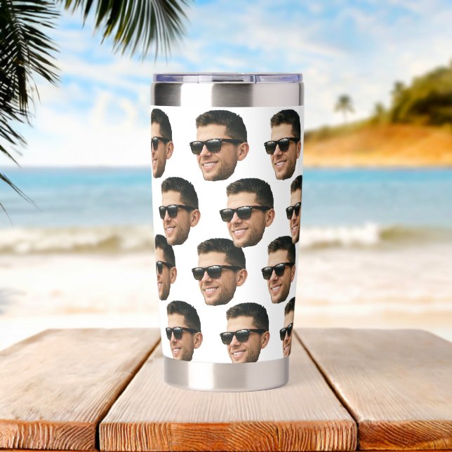 Funny Custom Face Tumbler, Personalized Picture Insulated Tumbler (Beach (Rotated))