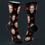 Funny Custom Face with Red Hearts on Black Socks<br><div class="desc">Add a cheeky twist to your gift with this funny custom face design, featuring a playful photo and bright red hearts on a sleek black background. Personalize it by replacing the sample image with your face, your partner’s, or even a friend’s for a hilarious and memorable surprise. Perfect for Valentine’s...</div>