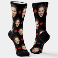Funny Custom Face with Red Hearts on Black