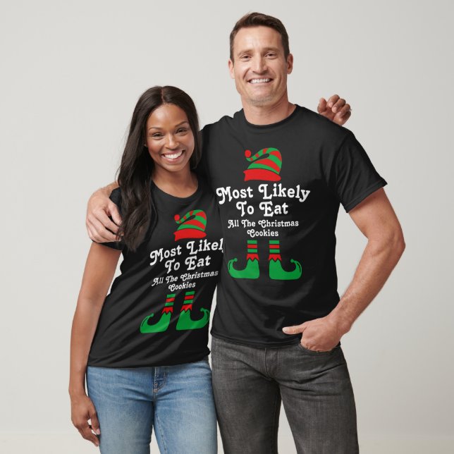 Funny Custom Family Christmas Most Likely To Elf T-Shirt Zazzle