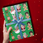 Funny Custom Family Face Photo Christmas Gift Wrapping Paper<br><div class="desc">Easy Custom Family Face Photo Christmas Gift for Family, Replace faces with your favorite photos (make sure to crop as much to the face as possible and use an app to remove the background) and personalize this funny Christmas Holiday Wrapping Paper with your kid, husband, or boyfriend on it! Also...</div>