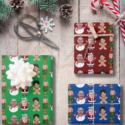 Funny Custom Family Face Photo Christmas Gift Wrapping Paper Sheets