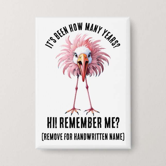 Funny Custom Flamingo Flocking Shocking Reunion Button (Front)