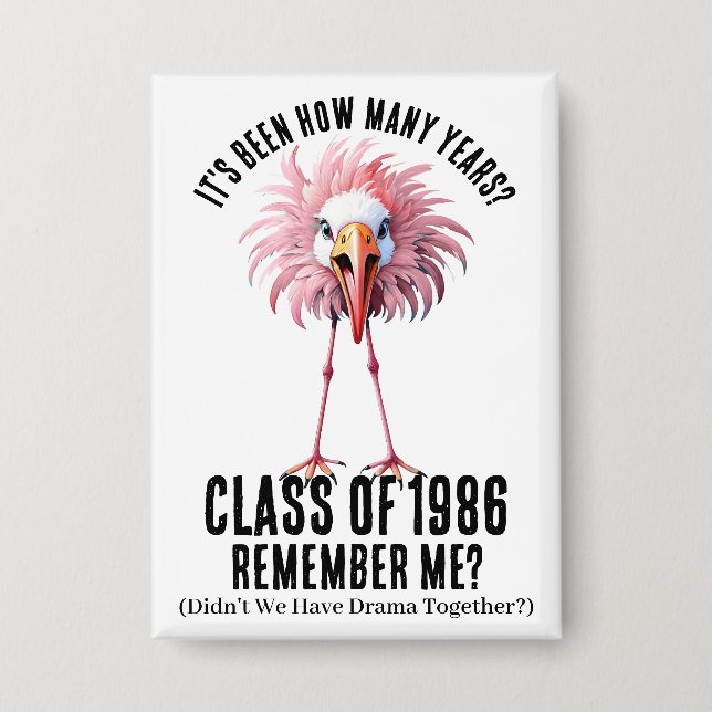Funny Custom Flamingo School Class Reunion Button (Front)