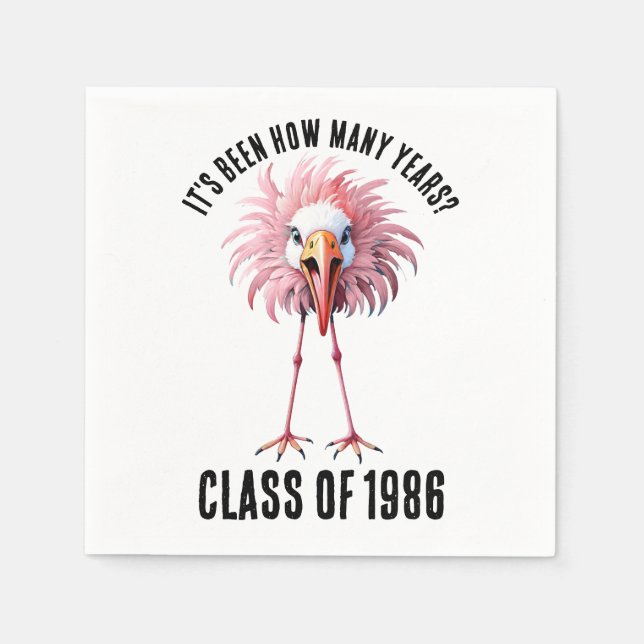 Funny Custom Flamingo School Class Reunion Napkins (Front)