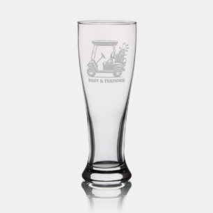 Funny Custom Golf Cart Sports Gift Etched Pilsner Glass