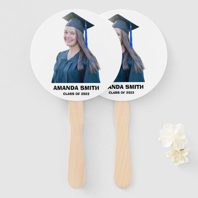 Funny Custom Graduation Handheld Fan Face Photo (Front and Back)