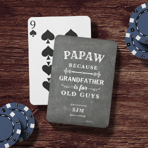 Funny Custom Grandpa Nickname & Monogram Poker Cards