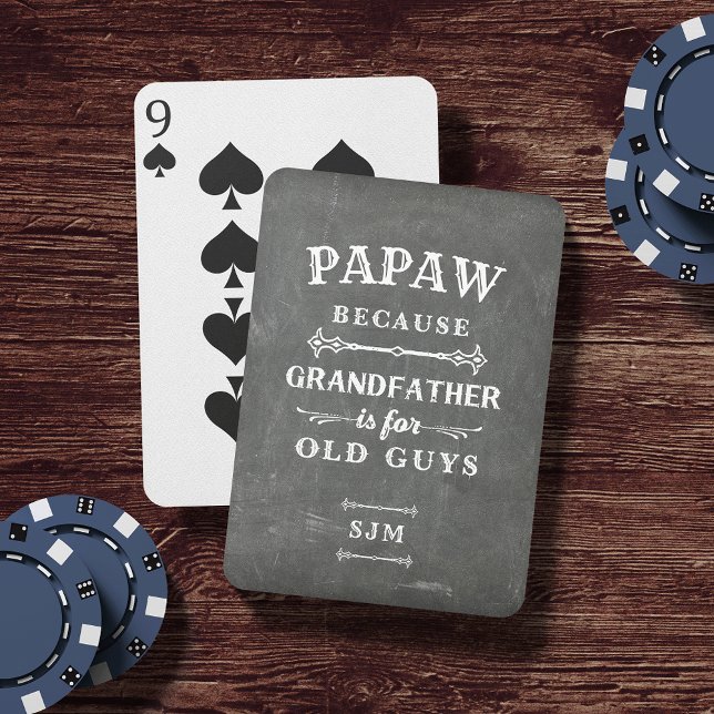 Funny Custom Grandpa Nickname & Monogram Poker Cards (Creator Uploaded)