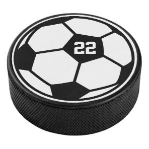 Funny custom hockey puck with soccer ball design