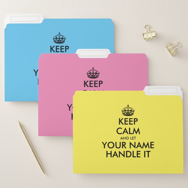 Funny custom Keep Calm and let (name) handle it File Folder (Set)