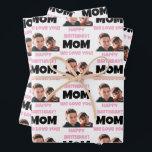 Funny Custom Kids Face Photo Happy Birthday Mom Wrapping Paper Sheets<br><div class="desc">A funny personalized "Happy Birthday Mom, We love you" wrapping paper with kids custom face photo. This custom face wrapping paper design is a beautiful way to personalized your gifts and presents. Funny and cute custom face wrapping paper with a pink background. Customize the face and make your own funny...</div>