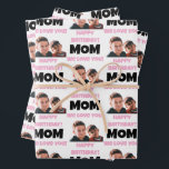 Funny Custom Kids Face Photo Happy Birthday Mom Wrapping Paper Sheets<br><div class="desc">A funny personalized "Happy Birthday Mom, We love you" wrapping paper with kids custom face photo. This custom face wrapping paper design is a beautiful way to personalized your gifts and presents. Funny and cute custom face wrapping paper with a pink background. Customize the face and make your own funny...</div>