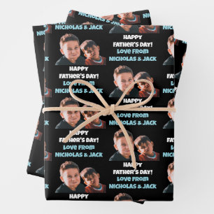 Funny Custom Kids Face Photo Happy Father's Day Wrapping Paper Sheets