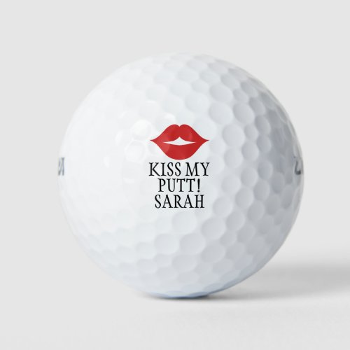 Funny Custom Kiss Me Putt Red Lips  Golf Balls