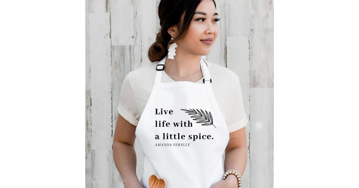 Personalized White Kitchen Apron Gifts for Women - 9 Cute Designs w/Name  Text - Custom Bbq Grilling Cooking Aprons for Chef w/Pocket - Customized