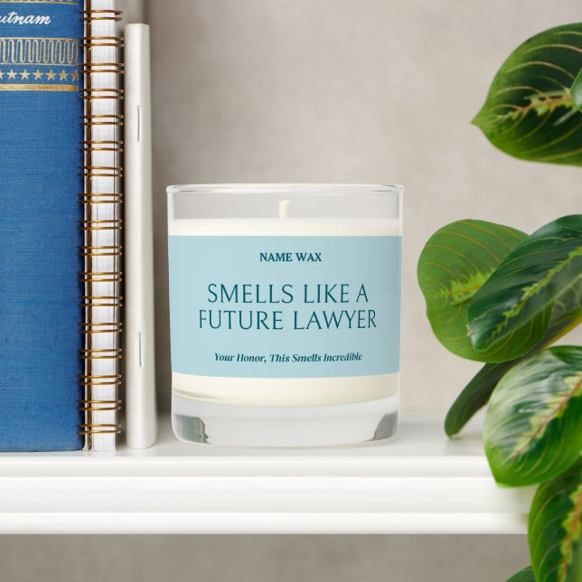 Funny Custom Lawyer Gift Smells Like Future Lawyer Scented Candle (Shelf)