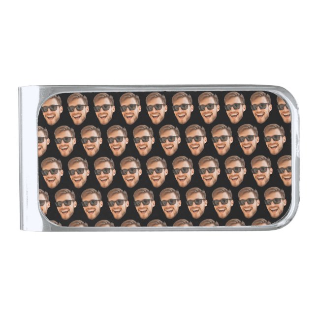 Funny Custom Men Face Photo Silver Finish Money Clip (Front)