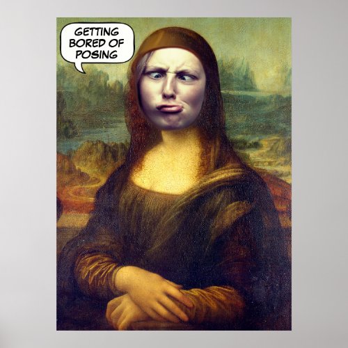 Funny Custom Mona Lisa Face in Hole photo Poster