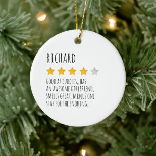Funny Custom Name 5 Star Review Gift Ceramic Ornament