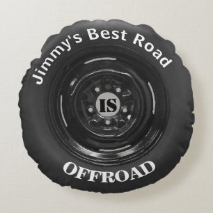 Funny Custom Name and Road Round Pillow