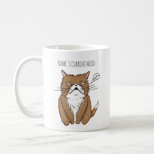 Funny Custom Name Current Mood Meh Cat Mug